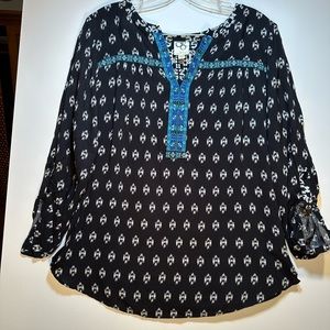 Anthropologie Black Boho Top LG
